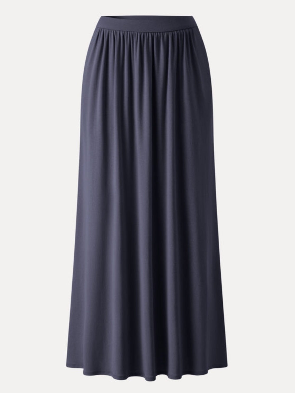 OGL | Tencel-Linen Soft Linen Knit Gathered A-Line Maxi Skirt with Pockets | XL